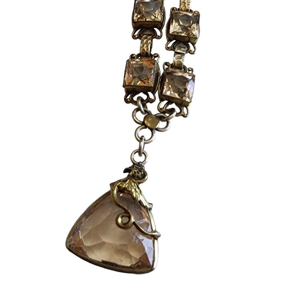 Antique Deco European Faceted Heavy Crystal Necklace with Gargoyle Over Pendant - Picture 5 of 9